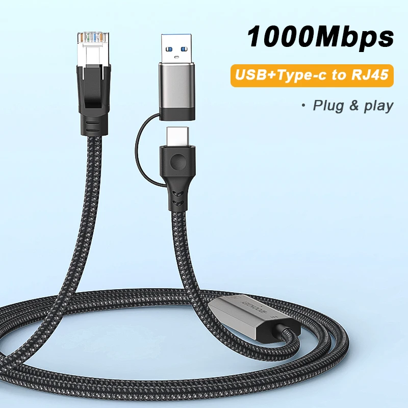 2 IN 1 USB & Type C to RJ45 Console Cable RS232 Serial Adapter for Cisco Router 1000Mbps USB RJ 45 Ethernet Converter 1.2M/2M/3M