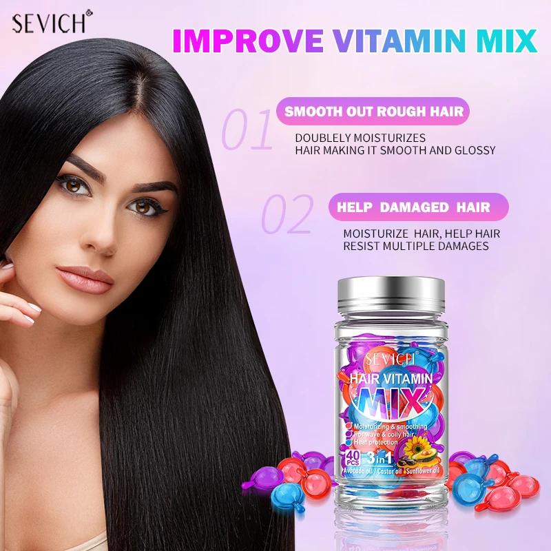 

40pcs Hair Capsules Repairing Maltreated Frizzy Hair Silky Moisturizing Hair Oil Smoothing Nourishing Hair Care Essence Products