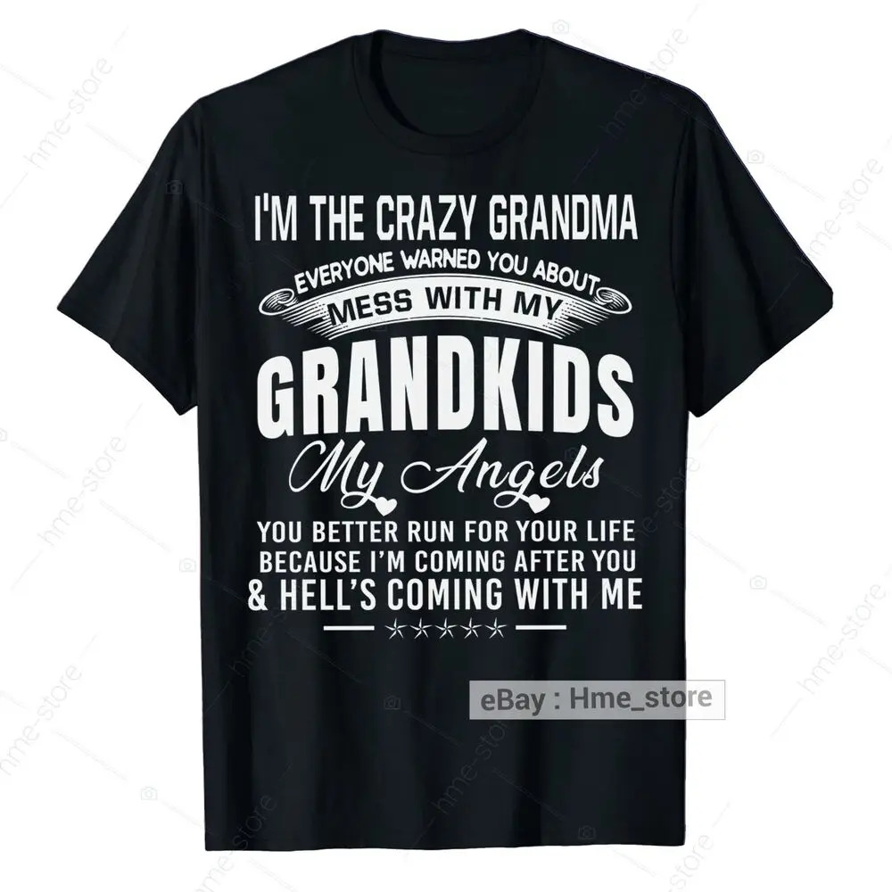 Funny Crazy Grandma T-Shirt For Grandmother Tee Gift Don't Mess With My Grandkid Anime Graphic T-shirts