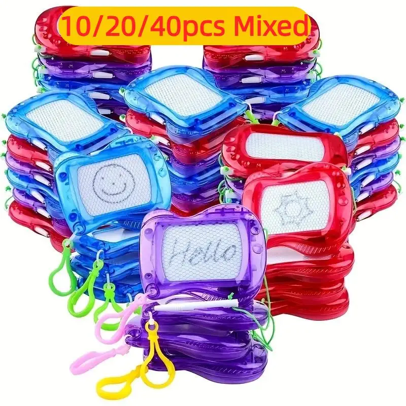 10-40PCS Mini Magnetic Drawing Board Keychain  Doodle Pad with Stylus Portable Toy Erasable Writing Board Educational Kids Gift