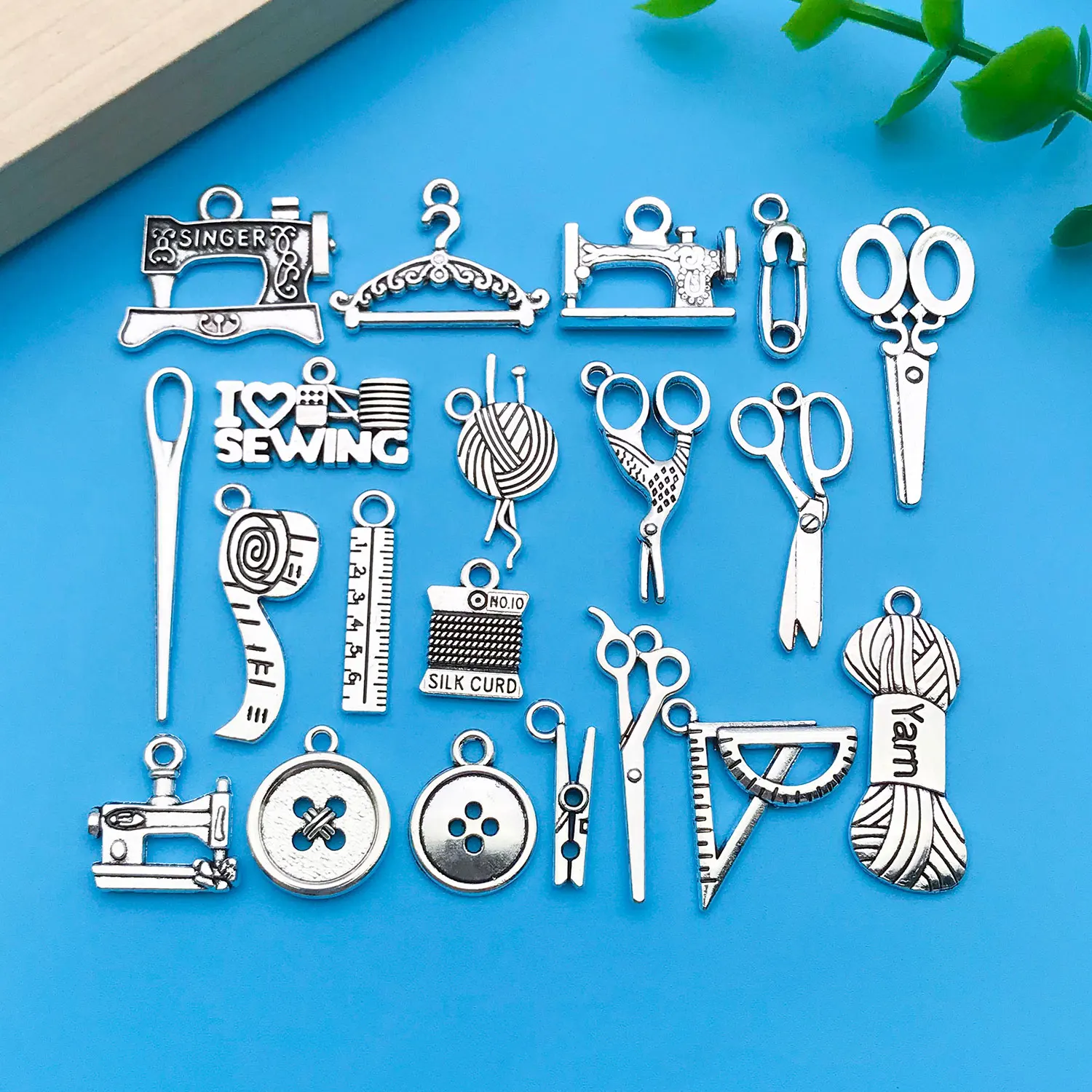 Mix 20pcs/Silver Sewing Machine Series Fashion Jewelry Making DIY Craft Halloween Thanksgiving Fashion Accessories