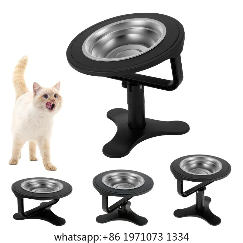 Cat Bowl Stand with Bowl Height Adjustable Pe Food Stand Tilted Elevated Dog Drink water Bowl Nonslip Oblique Neck Protection