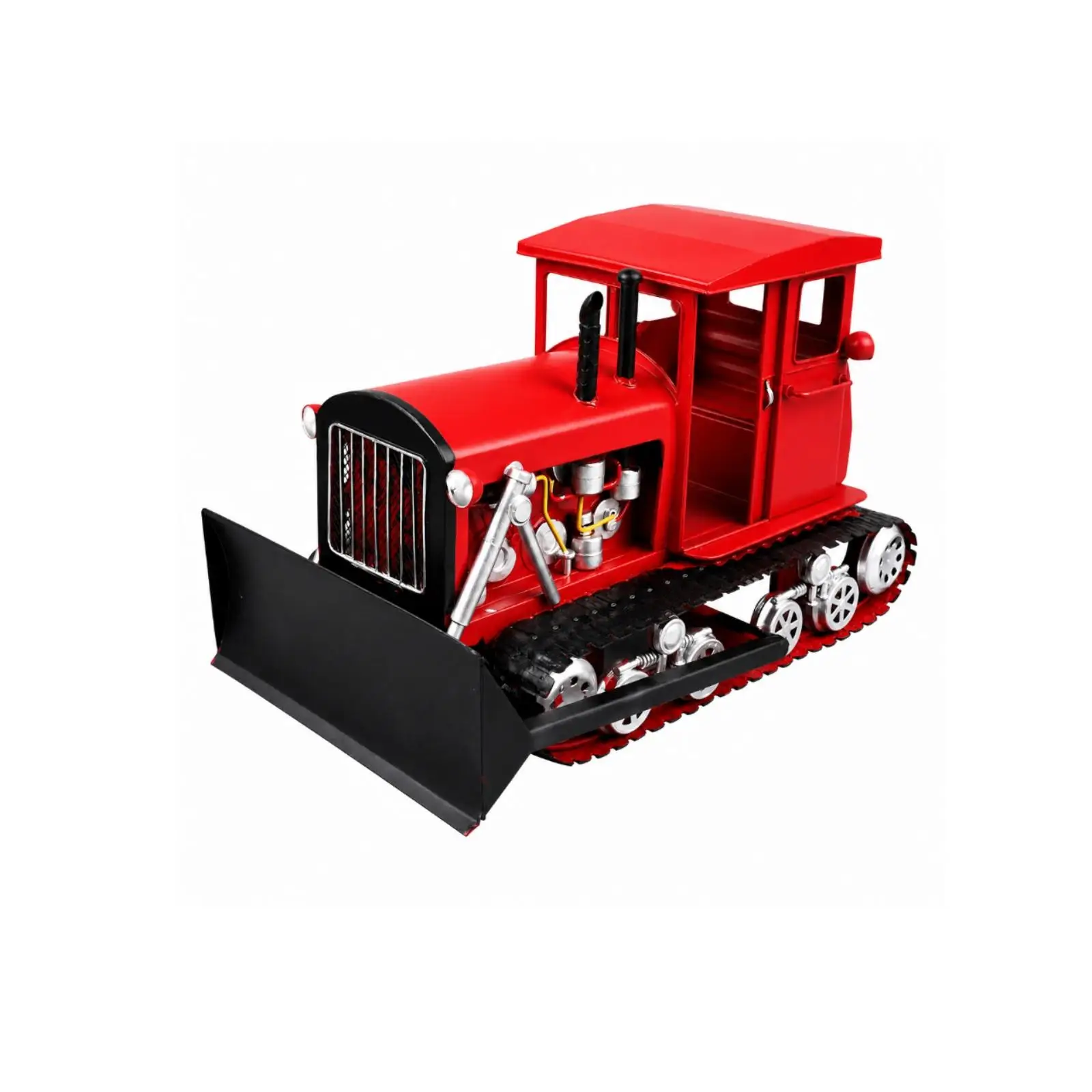 Oriental Red Tracked Bulldozer Model Detailed Static Ornamental Bulldozer Model Eye-Catching for Décor Enthusiasts