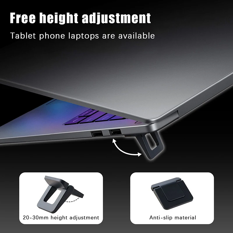 1Pair Portable Notebook Computer ABS Base Support Tool Mini Legs Black Laptop Stand Radiator Keyboard Holder