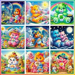 Cartoon Cute Bear Rainbow Diamond Painting Cross Stitch Set 5D DIY Art Mosaic Embroidery Pictures Wall Decor Handcraft Kid Gift