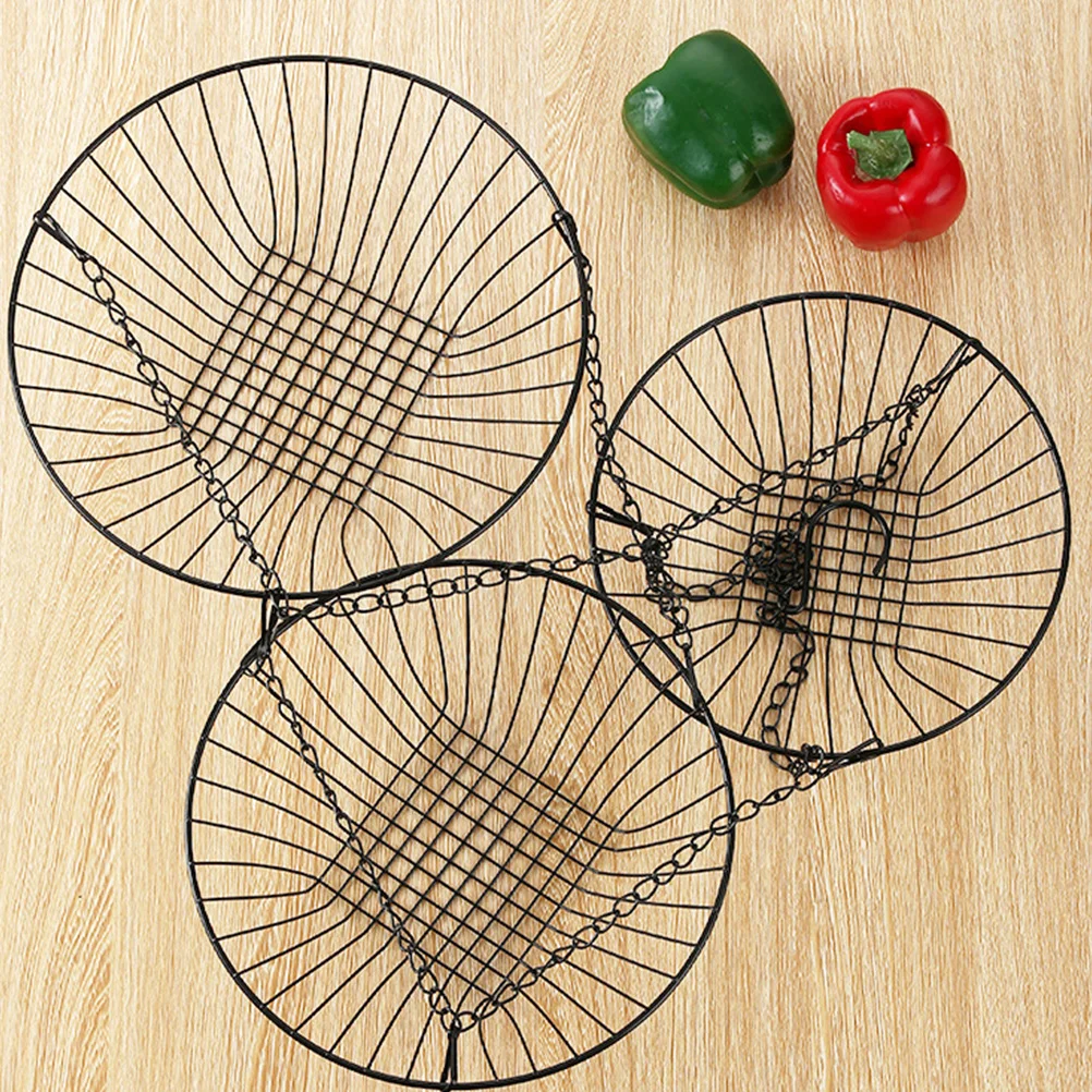 

Iron Fruit Hanging Basket 3 Layers Hollow Design Storage Baskets for Kitchen Living Room Breathing Fresh Fruits