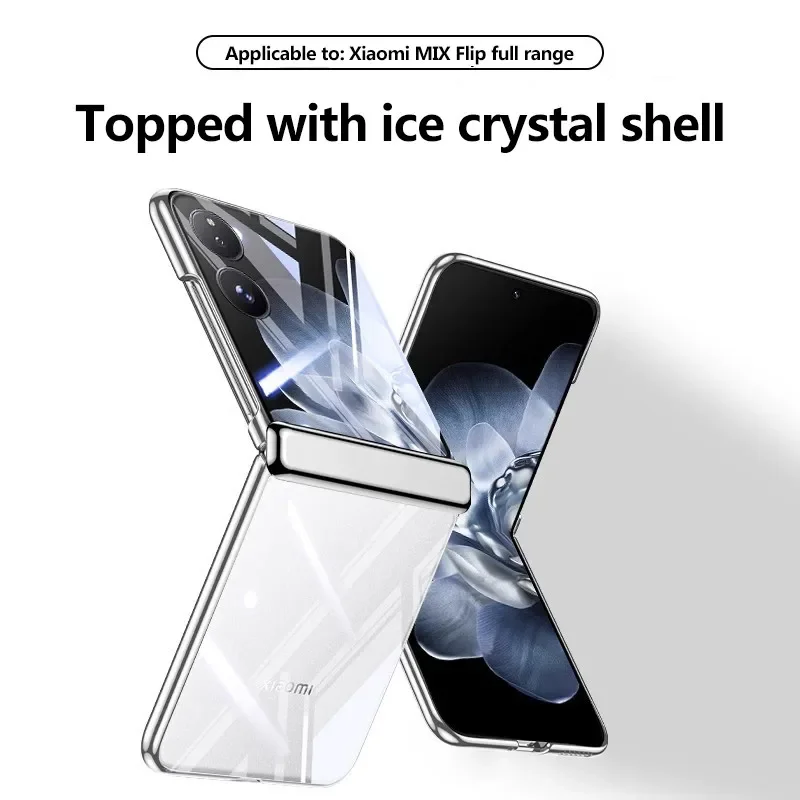 

Electroplated Folding Transparent Hinge Case For Xiaomi Mix Flip Mirror With Film All Inclusive Protect Shockproof Hard Cover