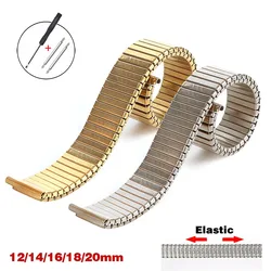 12 14 mm 16 mm 18 mm 20 mm Elastyczny pasek ze stali nierdzewnej Metalowy pasek rozszerzający Srebrny złoty pasek do zegarka Bransoletka z narzędziem