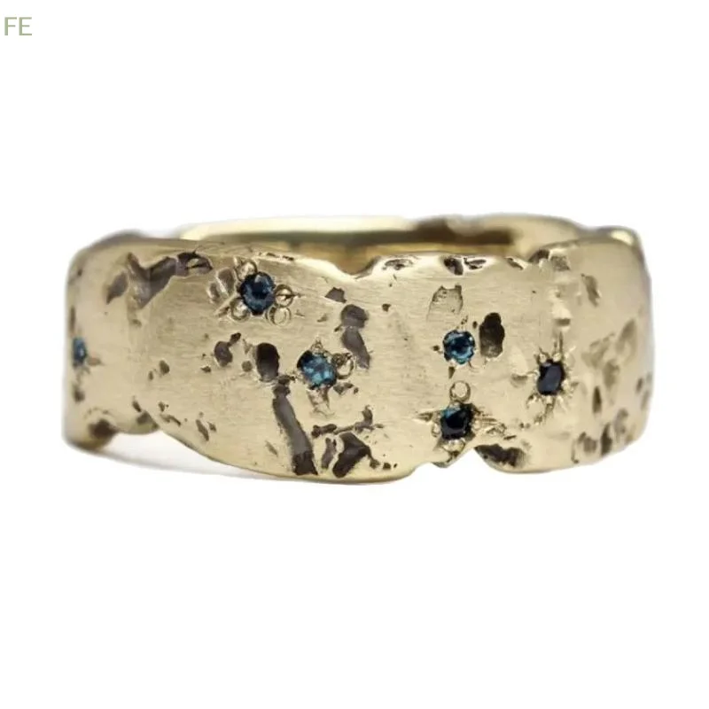[F] Irregularity Gold Color Rings For Women Ruins Style Special Interest Party Finger Accessories Fashion Gifts Jewelry