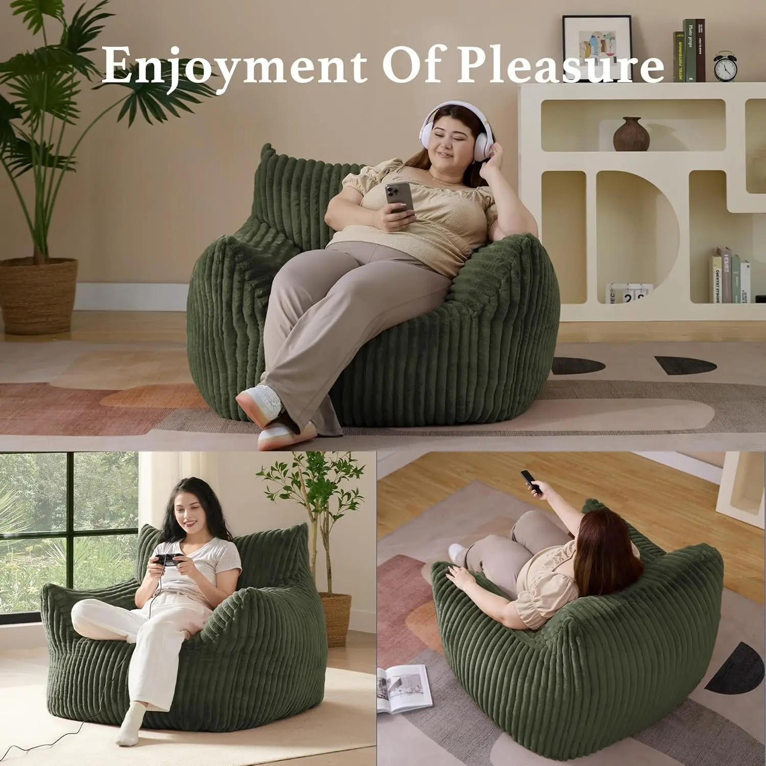 Sofa high rebound modern simple corduroy lazy sofa bean bag comfortable leisure chair
