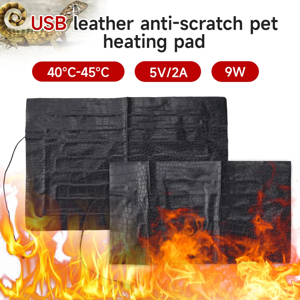 5V USB Pet Heating Pad Winter Warm Electric Blanket Waterproof Leather 3 Levels Adjustable Temperature Control Reptile Heat Mat