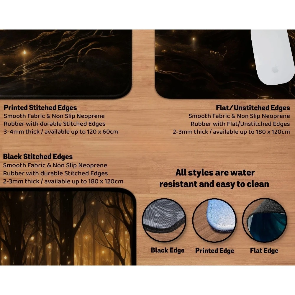Enchanted forest Playmat/Desk Mat, tcg card mtg play mat stitched, horror dnd dd magic swamp land matt, Giant large custom
