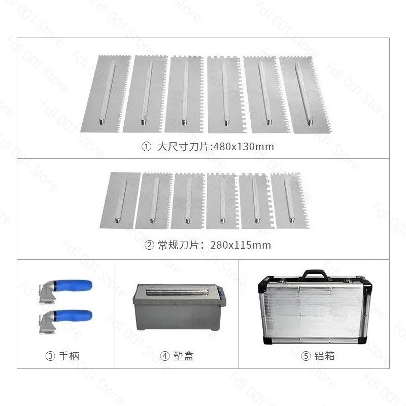 Stainless Steel Square Jumbo Notched Sawtooth Large Spatula Trowel for Large Format Tiles