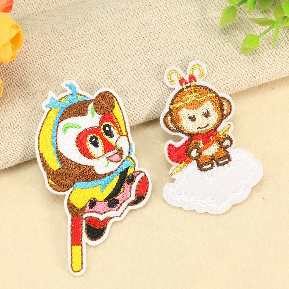 2PCS Creative Cartoon Pattern Monkey King Qi Tian Dasheng Sun Wukong Embroidery Sewing Cloth Paste DIY Clothing Ironing Patch