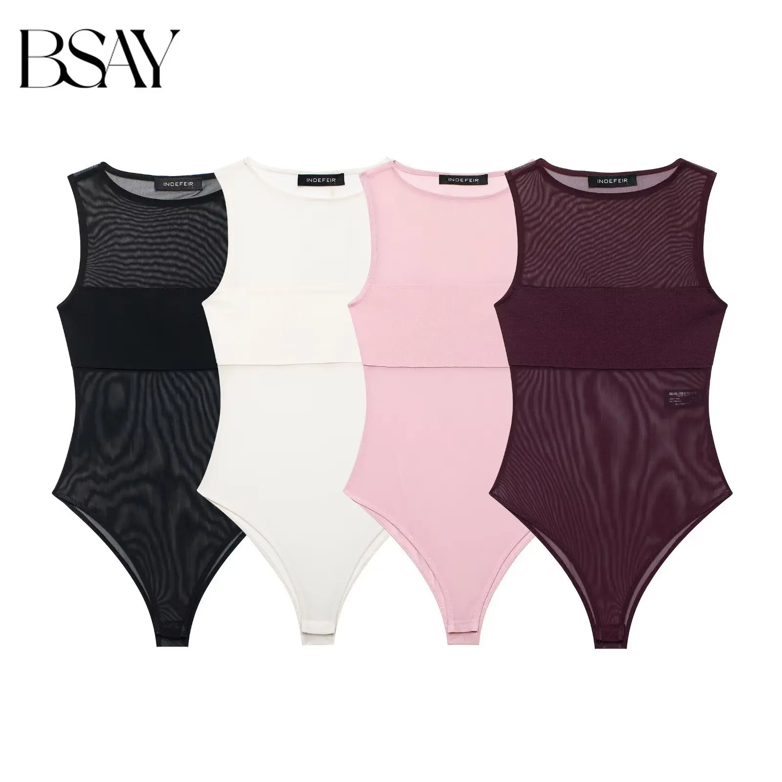 BSAY Spicy Girl Mesh Bodysuit Spring Summer Sexy Lightweight O Neck Sleeveless Women Playsuit Beach Style Female Bodysuits