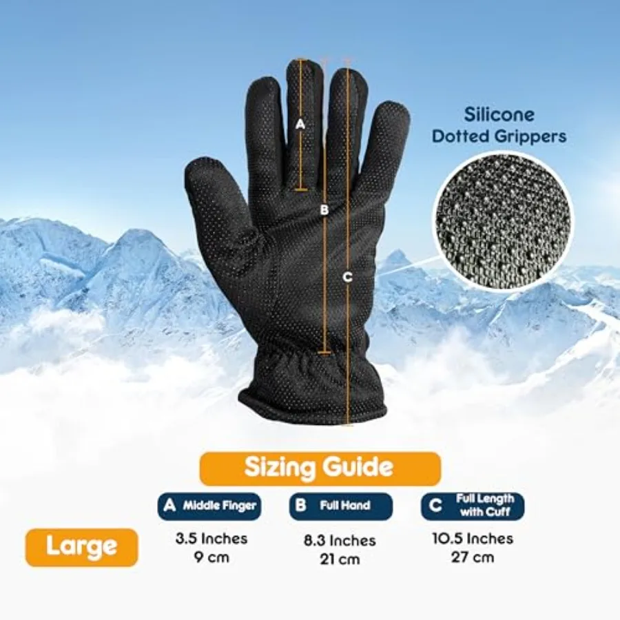4 Pairs Winter Ski Gloves Thick Warm Thermal Insulated Fleece Lined Men Women Cold Weather Snowboarding