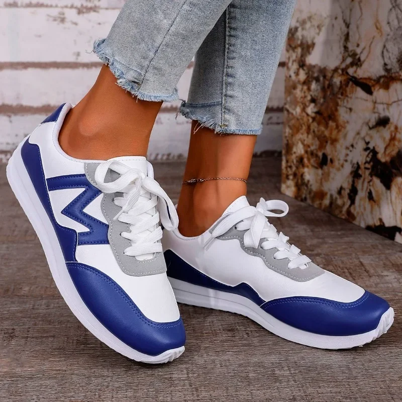 Shoes Female 2024 Hot Sale Front Lace-up Women's Vulcanize Shoes Fashion Color Matching New Plus Size Comfortable Casual Shoes