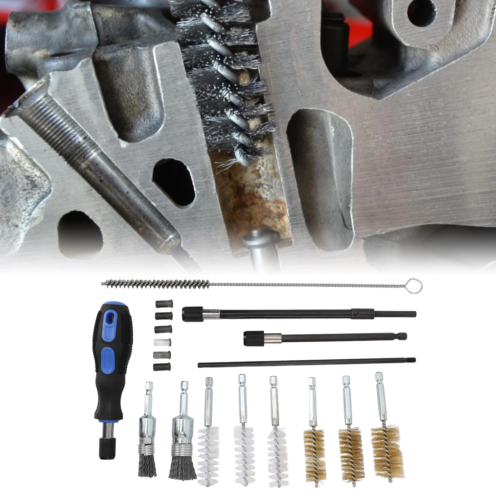 Diesel Injector Seat Bore Cleaning Brush Engine Injectors Cleaner Kit Rust Resistant Universal Fit High Hardness for Vehicle