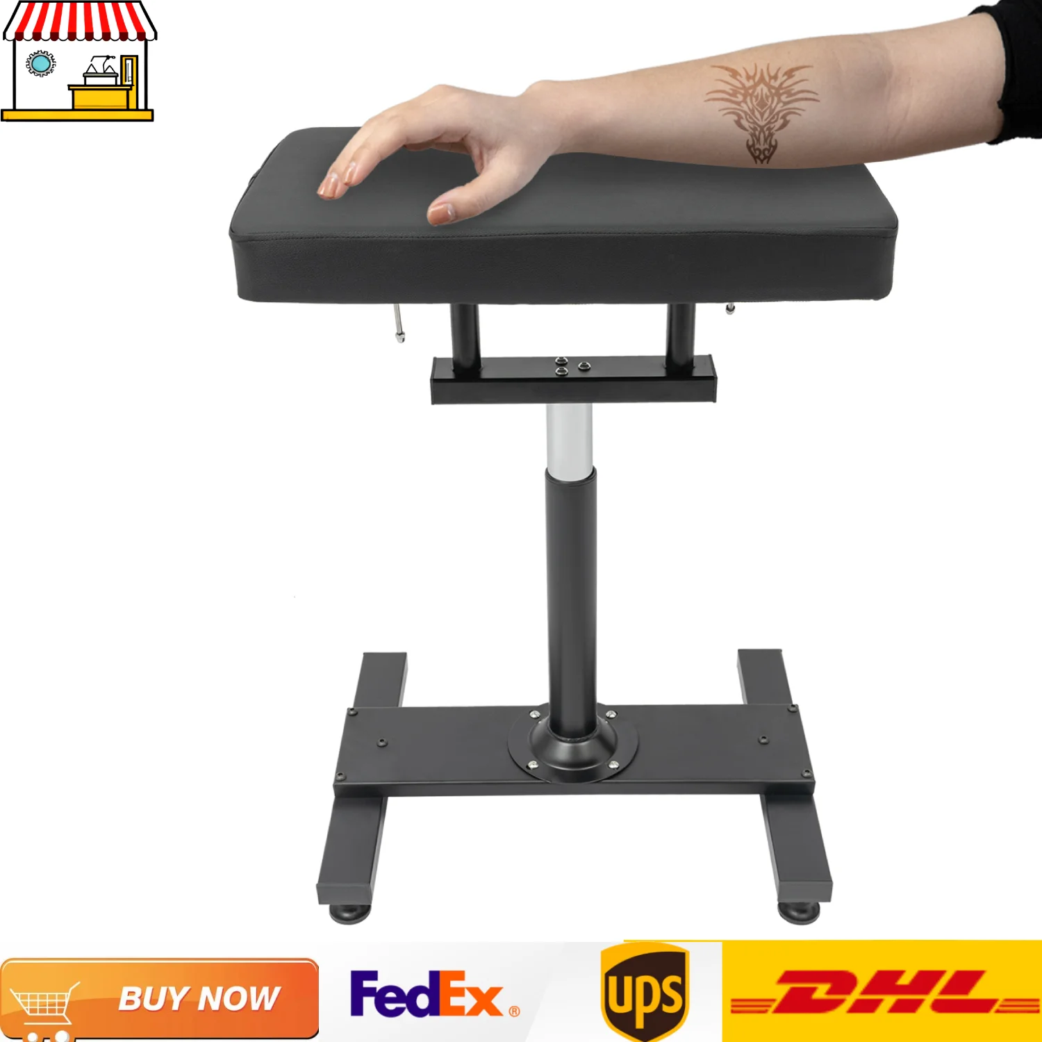 Penyangga Lengan Tato yang Dapat Disesuaikan Tingginya dan Sudutnya |   Meja Kerja Tato Hidrolik Struktur Kuat dengan Kaki Anti Selip