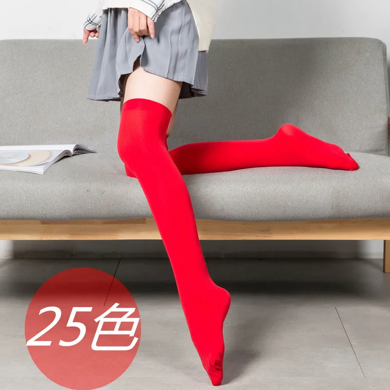 Velvet Stockings Japanese Style Thigh High Socks Women's Skirt Boots Stockings Spring and Autumn Opaque Meat Students' Socks Can