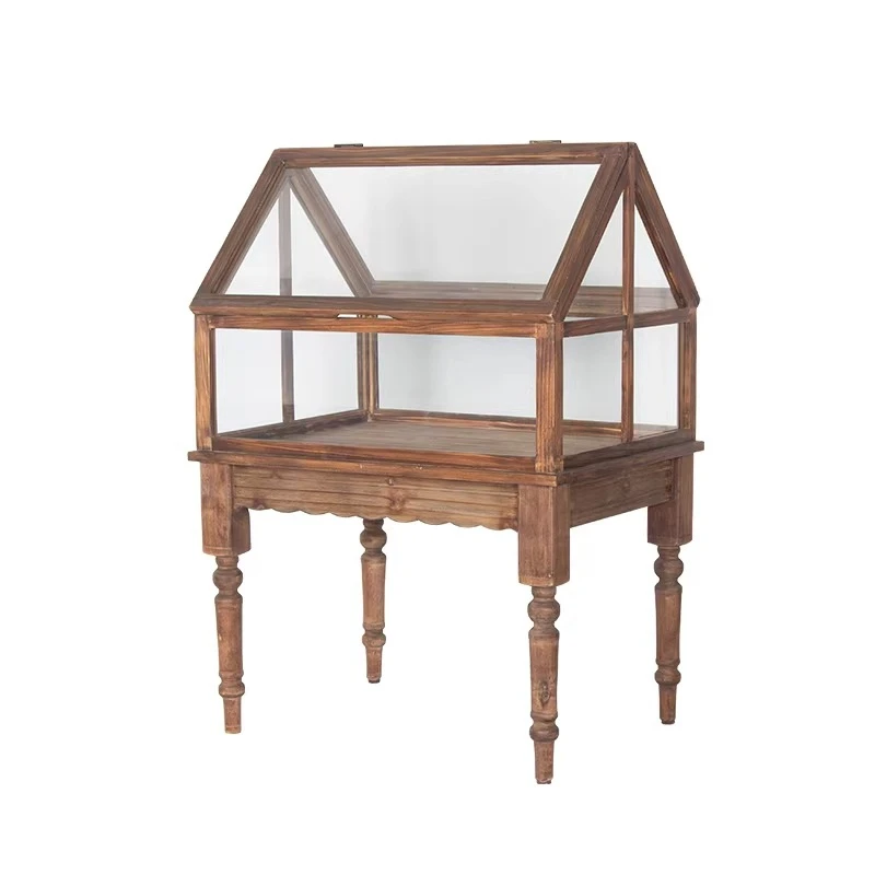 Solid wood glass display cabinet figure jewelry household ornament retro cabinet