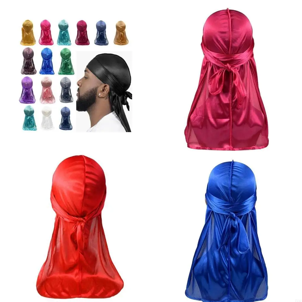 

72xe Long s Men's Durag мягкая шелковистая полиэстерская шляпа Turban для дреда