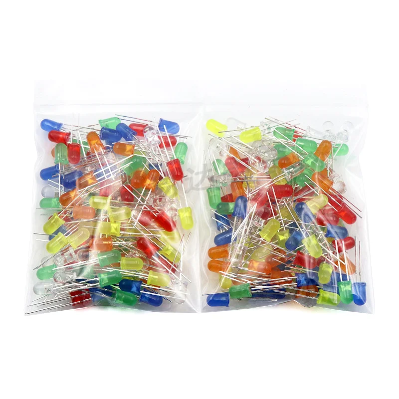 100 قطعة 5 مللي متر LED الثنائيات Muticolor ضوء أبيض أصفر أحمر أخضر أزرق برتقالي مجموعة مصابيح متنوعة صمامات باعثة للضوء مجموعة متنوعة