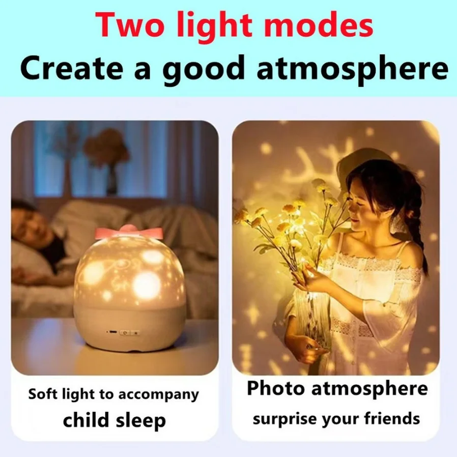 MunLii Bluetooth Night Lamp Projector Starry Sky Night Light Projector Bedroom Decor Rotating Music Children's Night Light Gift