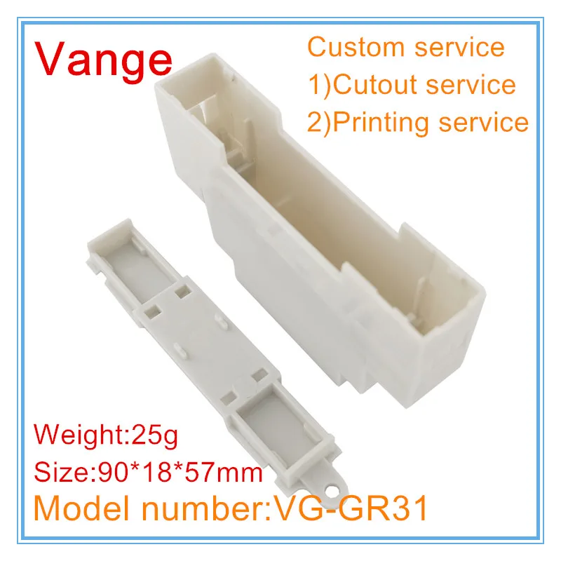 Vange din rail PCB housing 90*18*57mm PC plastic enclosure case diy