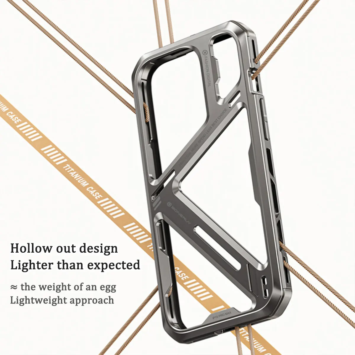 Luxury Titanium Alloy Armor Hollow Phone Case For iPhone 14 15 Pro Max Removable Metal Shockproof Shell Heat Dissipation Cover