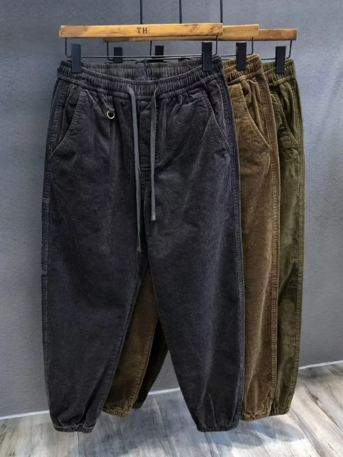 

Men's Retro American Corduroy Pants Autumn Winter Trendy Brand Fce Sensation Cuffed Casual Trousers Loose Fit Youthful Sle