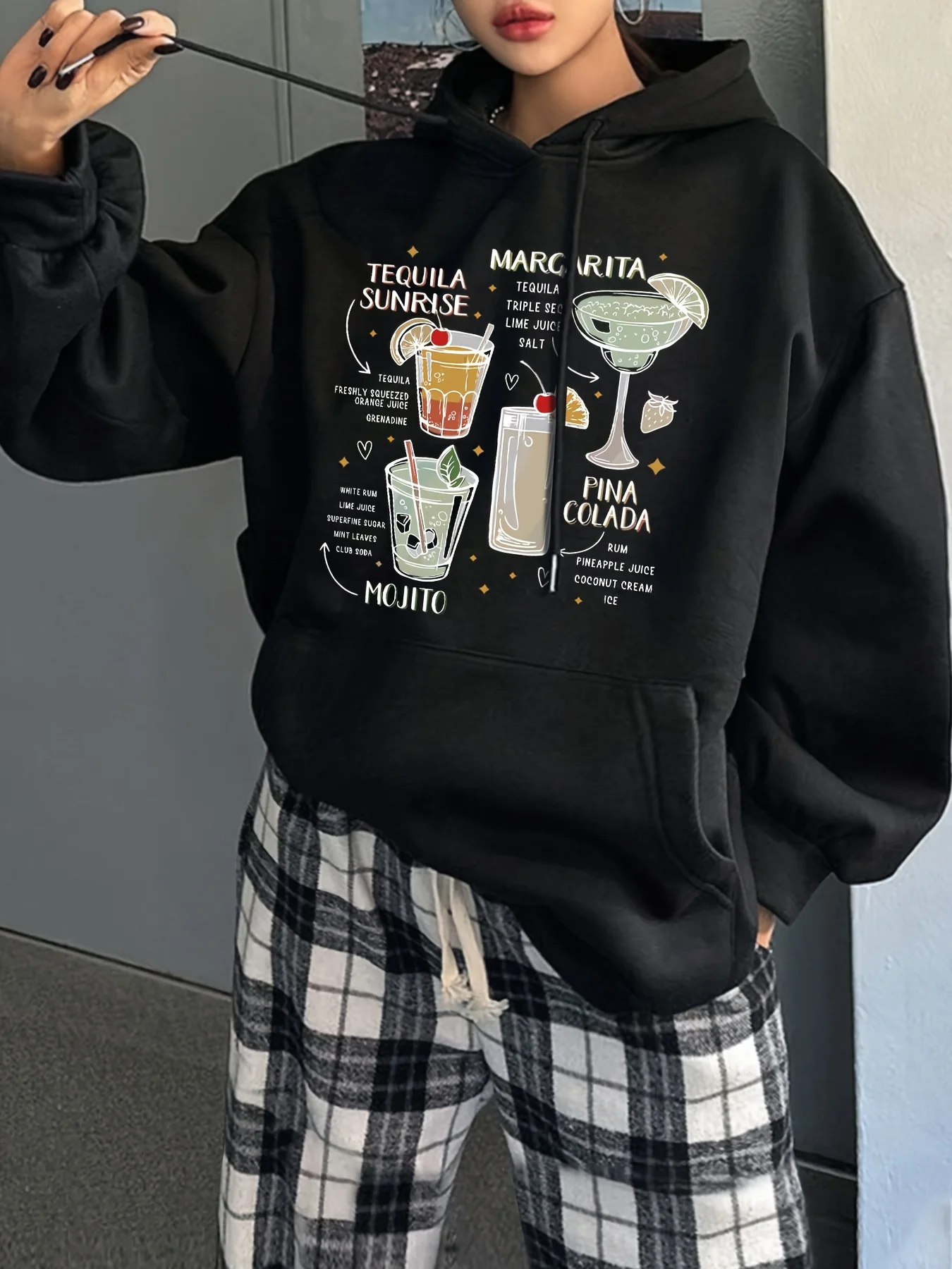 

Cocktail Graphic Printing Autumn and Winter Cotton Men's and Women's Hoodies Casual Outdoor Street Sports Training Brand Trend