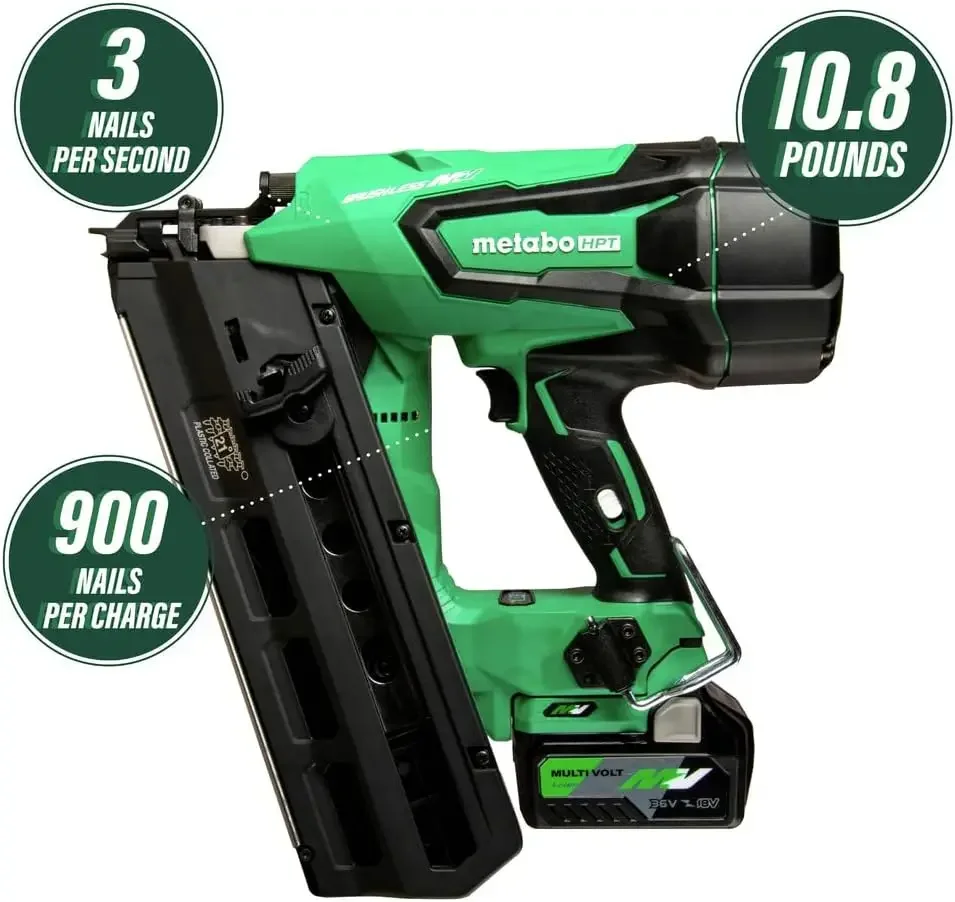 36V MultiVolt Cordless Framing Nailer Uses 21 Degree Full Round Head Plastic Strip Nails Includes Battery and Charger NR3690DR