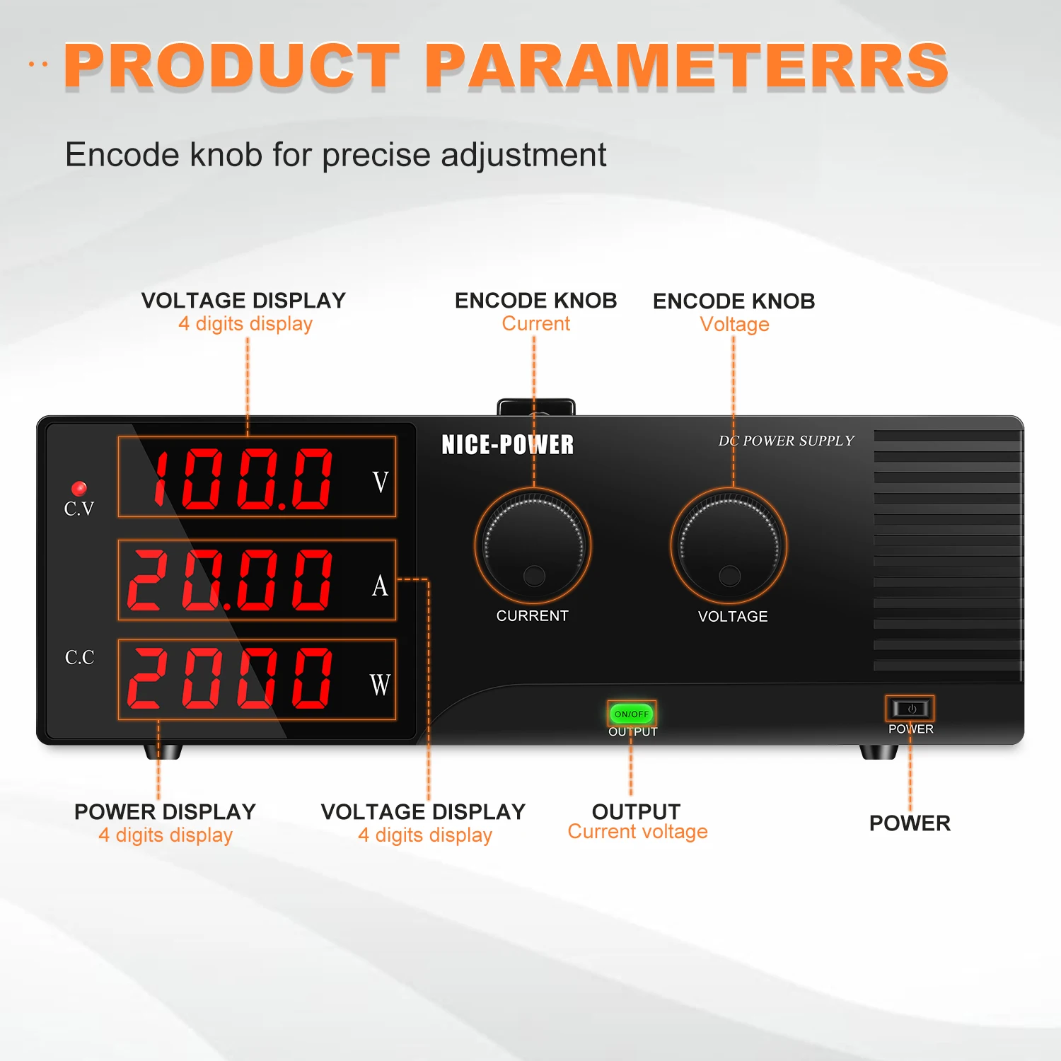 NICE-POWER R-SPS10020 100V 20A 2000W adjust Lab Switching DC Power Supply Electrical Maintenance LED Light Test  Industrial SMPS