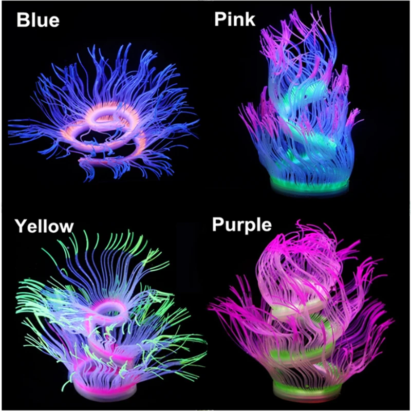 Fluorescent Simulation Silicone Sea Anemone Aquarium Fish Tank Landscape Decor Coral Emulation Plant Decoration Home Ornament