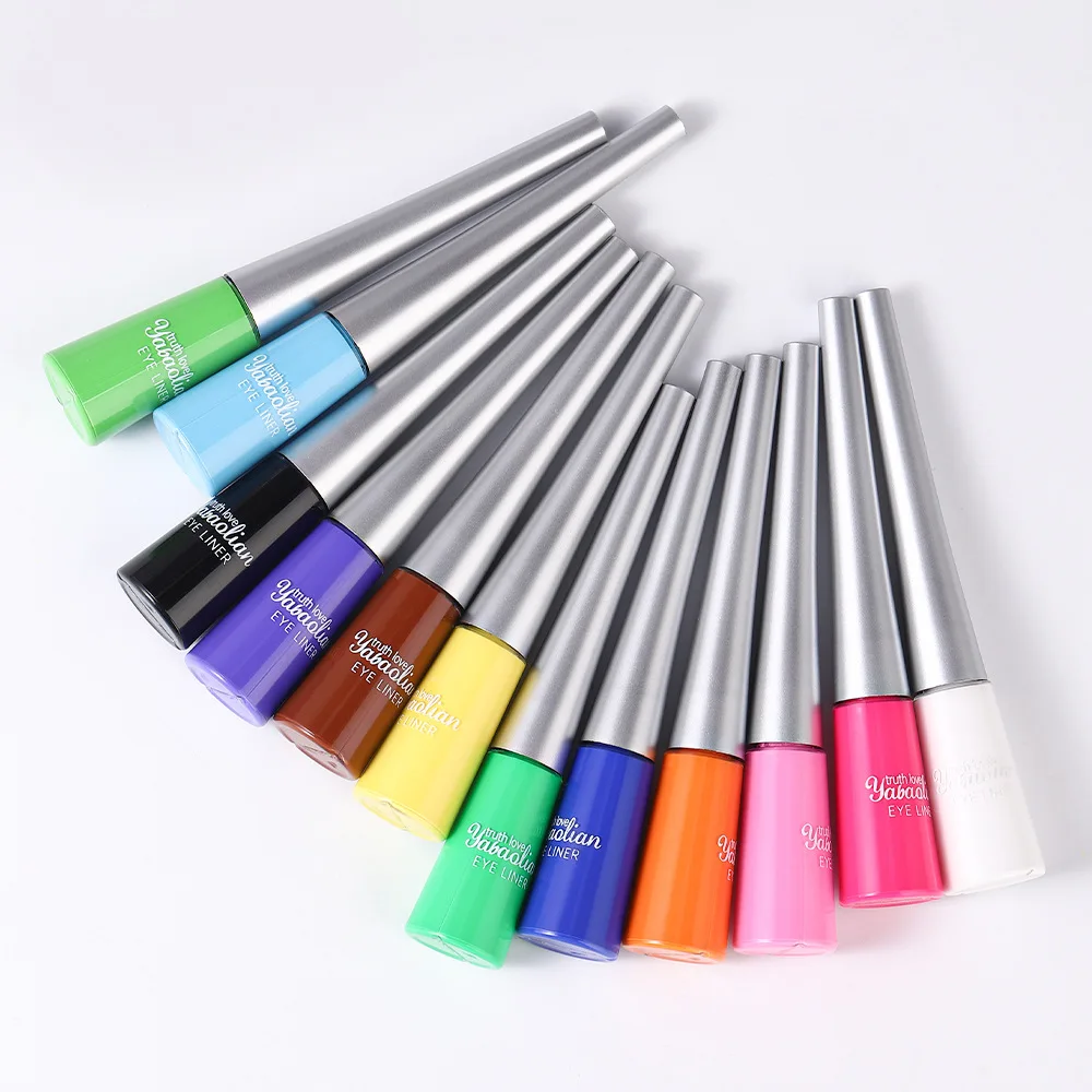 新しい韓国製リキッドアイライナー、カラフルなメイクアップ、防水、速乾性、12色、目元美容＆健康