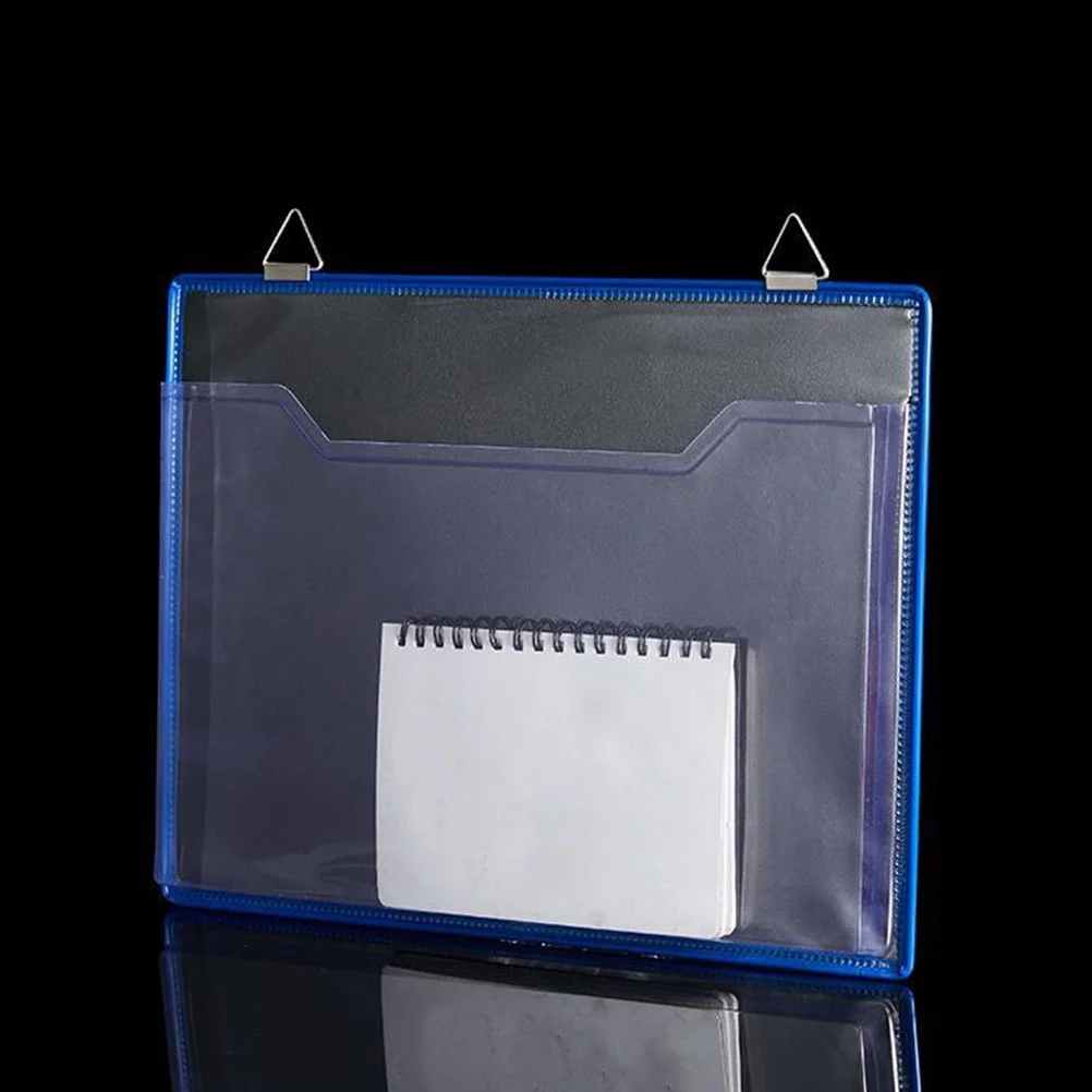 File Storage Bag Transparent Pouch Plastic Hanging Convenient Wall Document Pocket