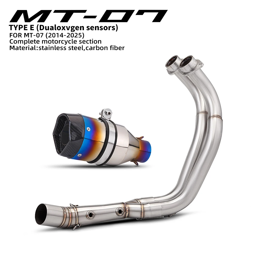 MT-07 FZ-07 2014-2025 Motorcycle Exhaust Dual Oxygen Sensor Front Pipe Motorcycle Muffler System Connector 51MM Exhaust