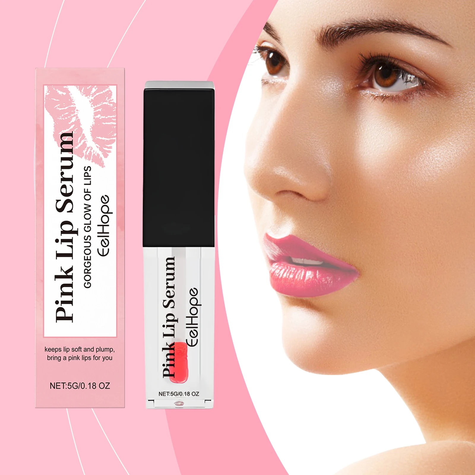 Eelhope Color Changing Lip Oil Pink Lip Serum Long Lasting Moisturizing Quick Drying Easy to Reduce Lip Lines Remove Dark Care