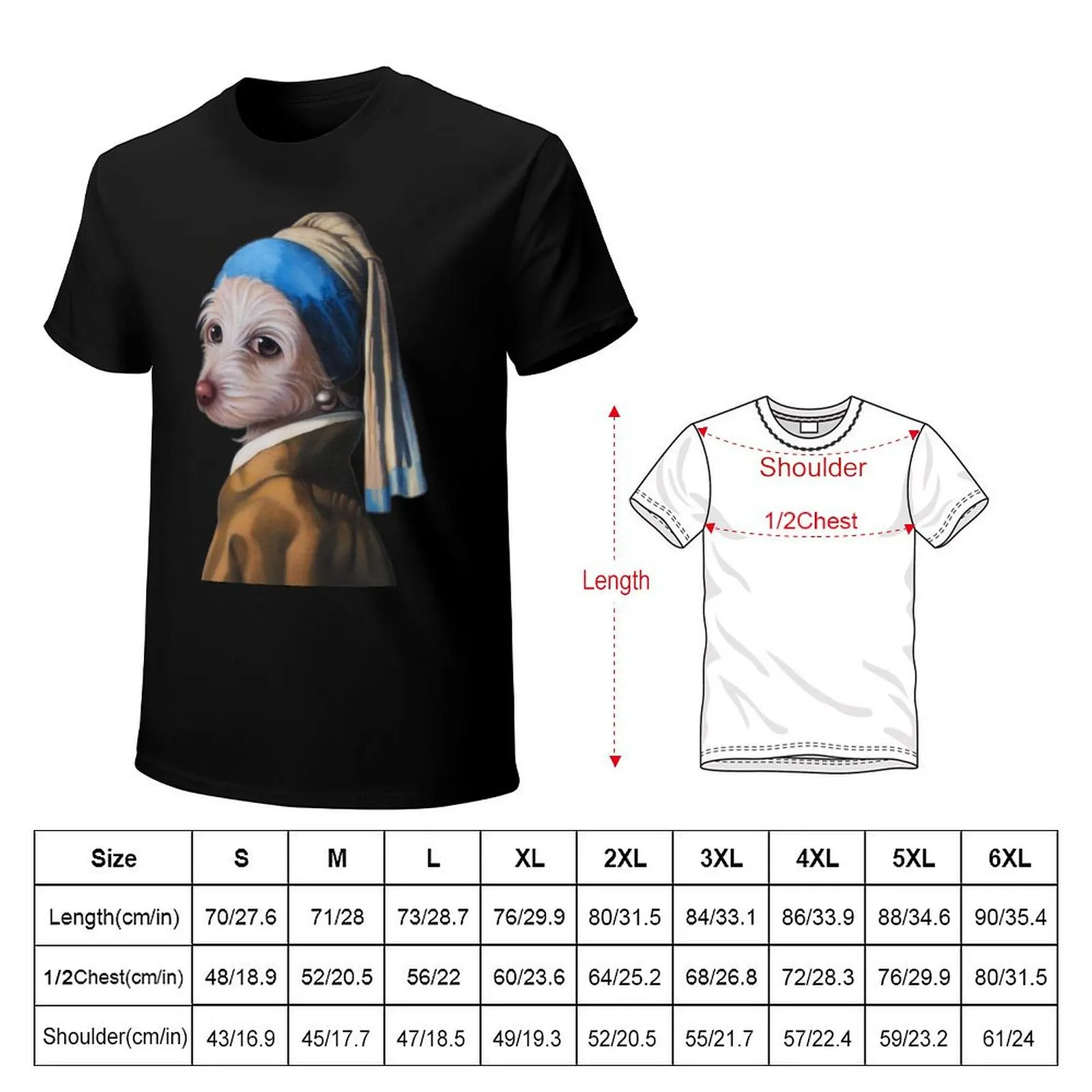 The Dog with the Pearl Earring (silhouette) T-Shirt Holiday All Match T-Shirt