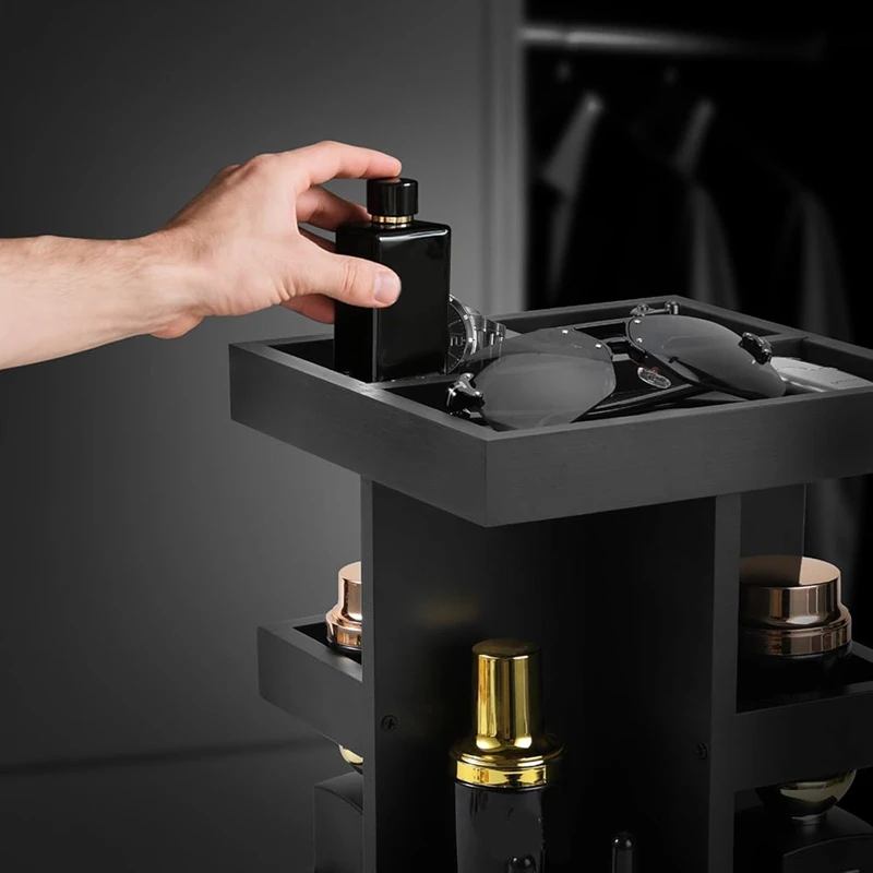 

Cologne Organizer for Men 3 Tier Large Capacity Wood Perfume Shelf with Rotate,Desk&Nightstand Organizer,Gifts for Men-A27R