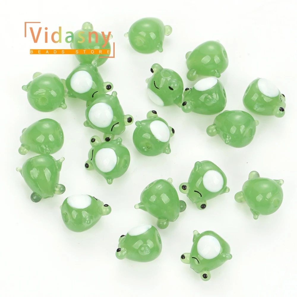 5 Stück 16 x 14 mm grüne Froschform-Perlen mit geradem Loch für die Schmuckherstellung, DIY-Halskettenzubehör, Armband, lose Perlen – Detail 7
