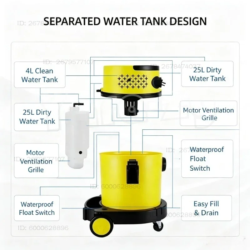 3-in-1 Wet Dry Blow Vacuum Cleaner RL208 – Sofa Upholstery Spray Extraction Cleaning Machine