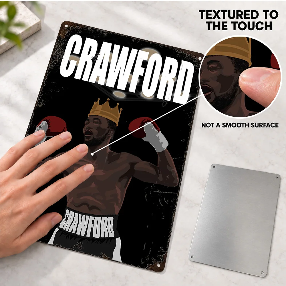 Terence Crawford Boxing Champion Textured Metal Poster Customized Aluminum Sign Vector Illustration Wall Art For Sports Lounge