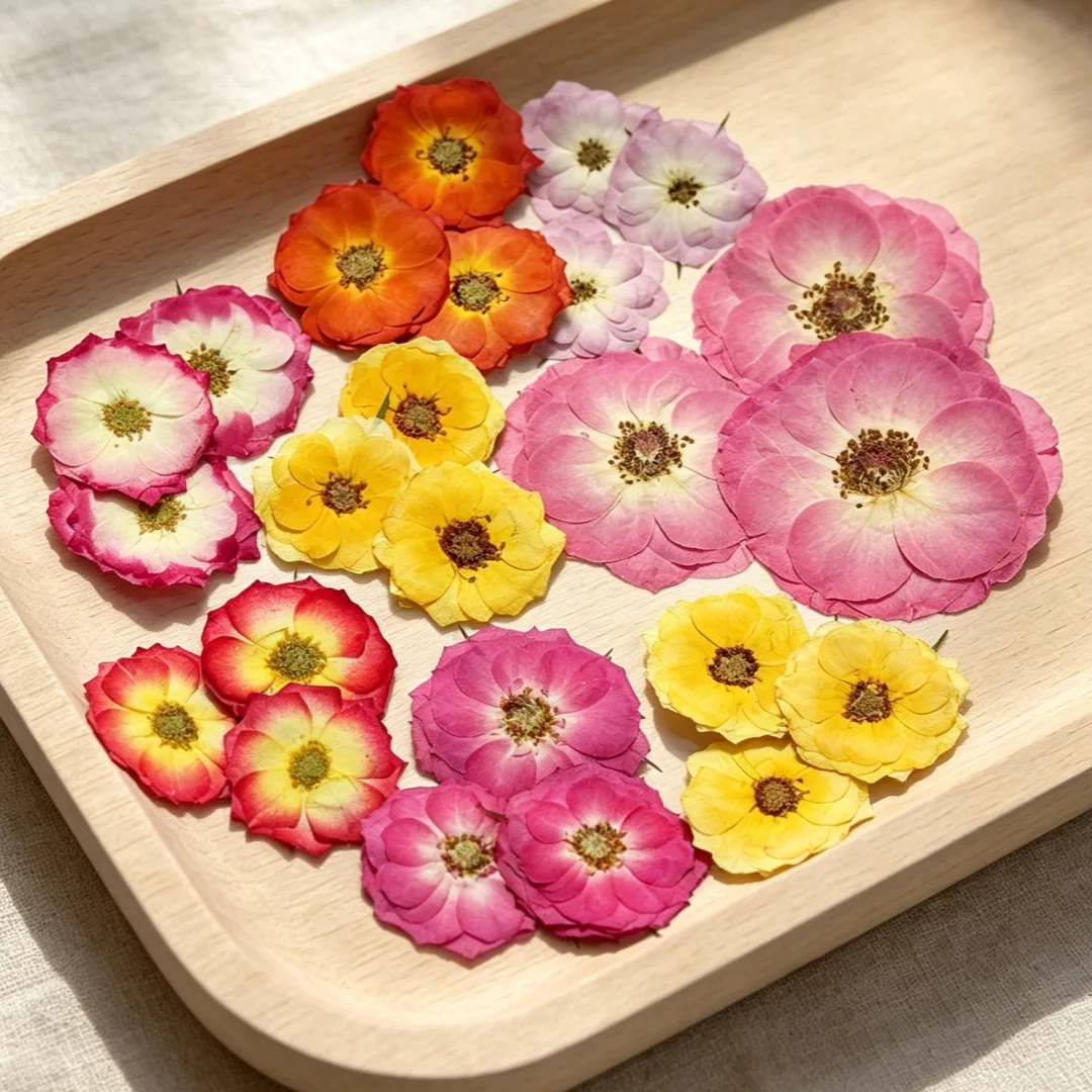 60 Yellow Mixed-size Pressed Real Roses For Children's Teaching, Plant Specimens, Handmade Resin Crafts, Dried Flowers,