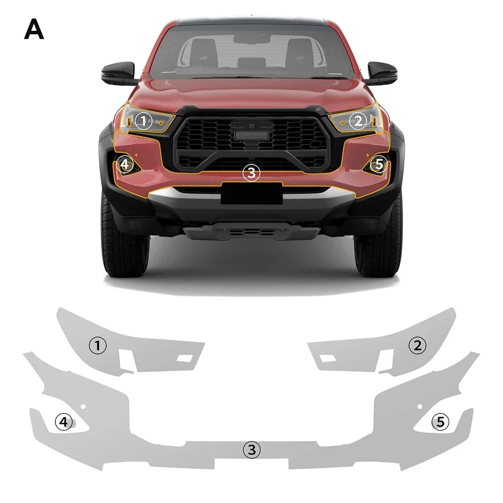 For Toyota Hilux GR Sport 2024 2025 TPU Pre-Cut Paint Protection Clear Film Kit Transparent Anti Scratch Body Sticker Film