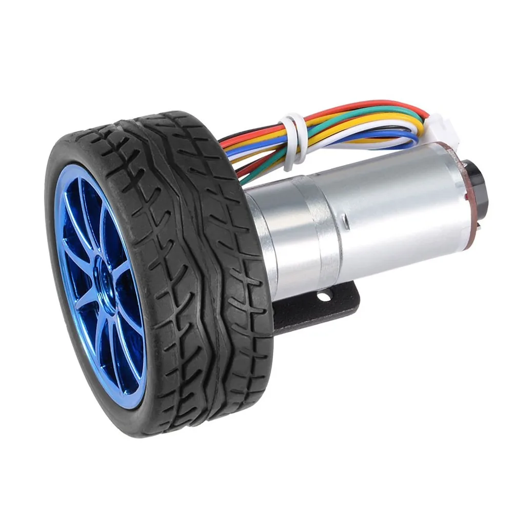 Universal DC 12V Encoder Gear Motor 130 RPM Mounting Bracket Wheel Kit Motor Rubber Tire 200RPM Geared Motor Kit Robot Model