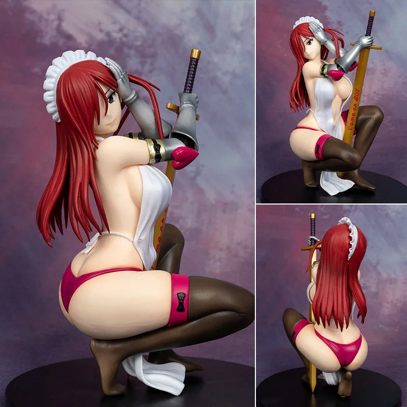 

Коллекционная фигурка Эрзы Скарлет из аниме «Фейри Тейл» в позе приседающей горничной, в броне, в коробке, для фанатов аниме, украшение для рабочего стола