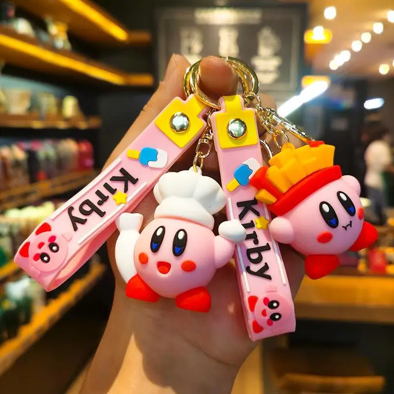 MINISO Cartoon Creative Star Kirby Game Sweet Pink Anime Pendant Keychain Children's Birthday Gift Women's Car Bag Keychain