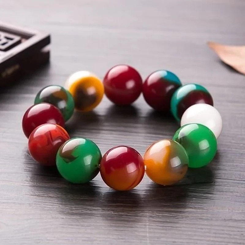 Xinjiang Gobi and Hetian Colored Jade Single Ring Simple Joker Bracelets for Men and Women